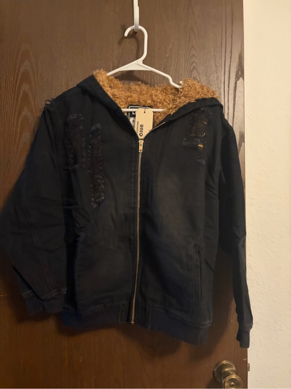 Faux-Fur Lined Distressed Utility Jacket